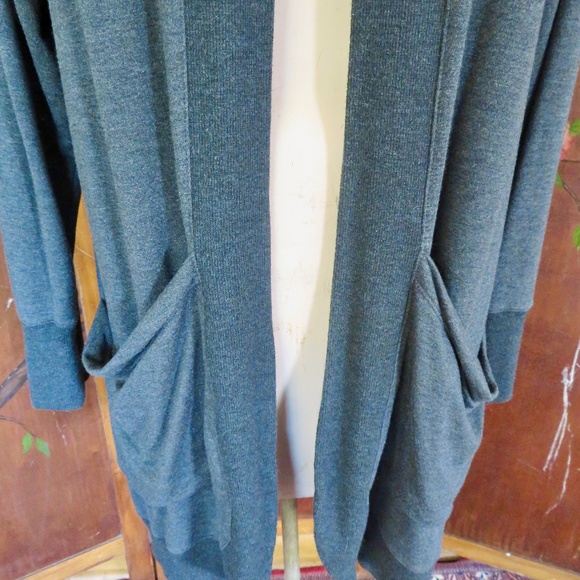 LL Bean Women's SoftFlex Long Open Cardigan Knit Tunic Jacket 1X Dark Gray - Picture 4 of 10
